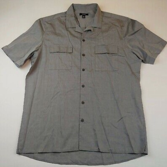 Alfani Men’s Medium Stretch Camp Collar Short Sleeve Button Down, New Grey - Picture 1 of 4